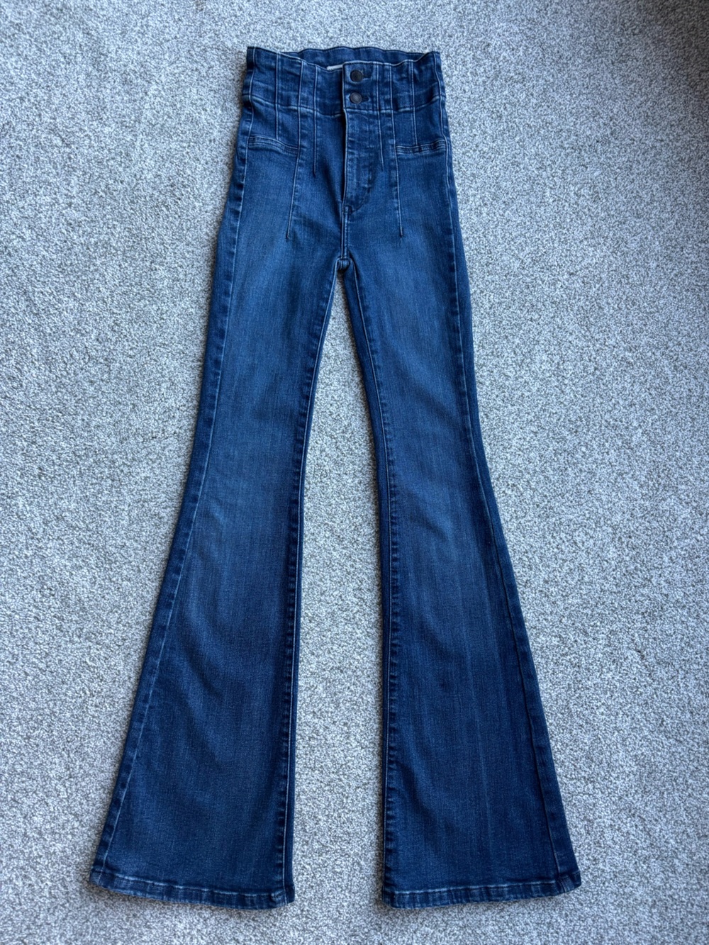 We The Free Jayde Flare Jeans 24 Sunburst Blue High Rise Pintuck Free People